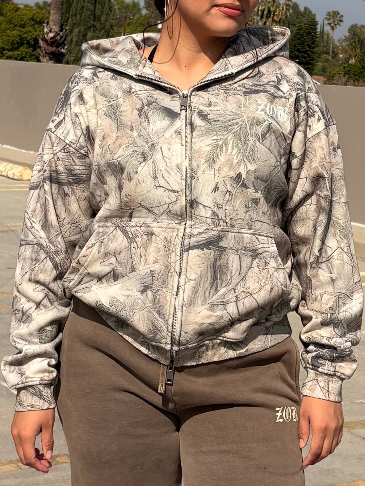 PRE-ORDER ZOB: CAMO ZIP-UP OVERSIZED HOODIE